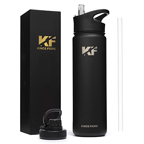 Kings Fiore Stainless Steel Water Bottle (22 oz, Black)