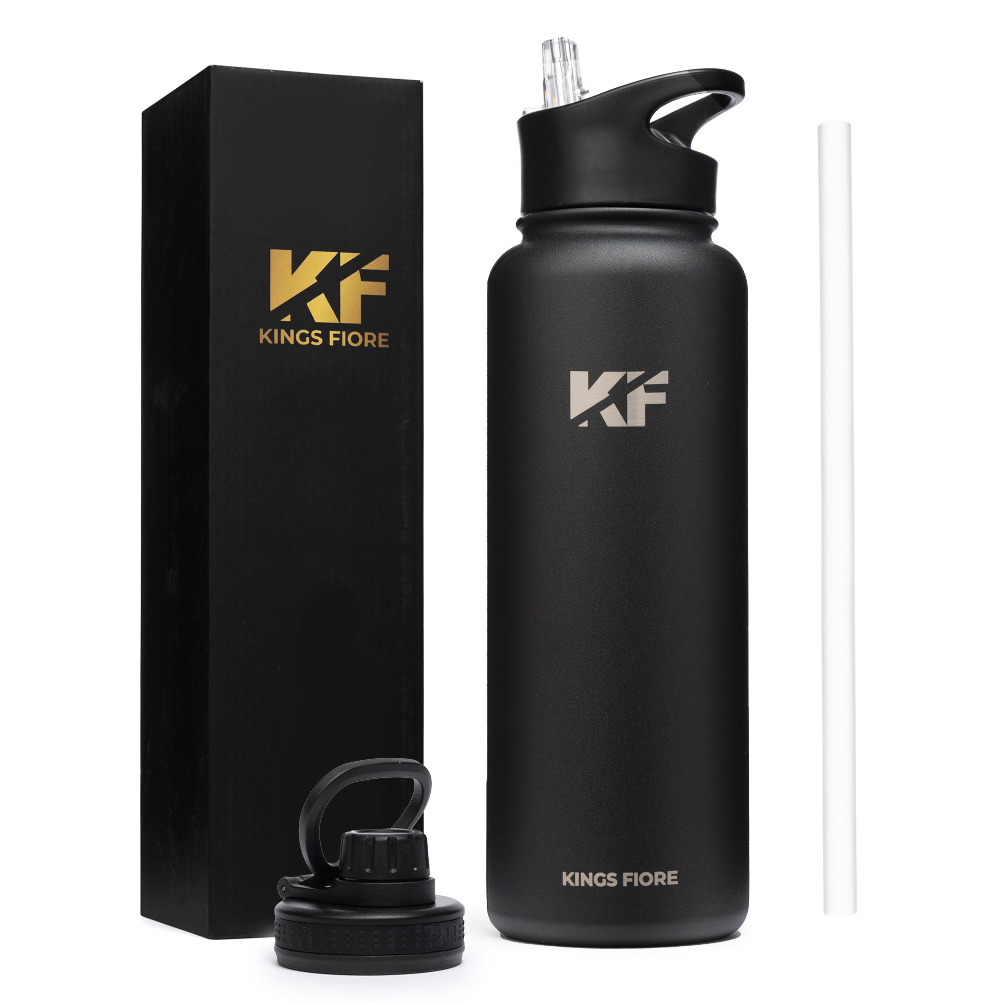 Kings Fiore Stainless Steel Water Bottle (40 oz, Black)